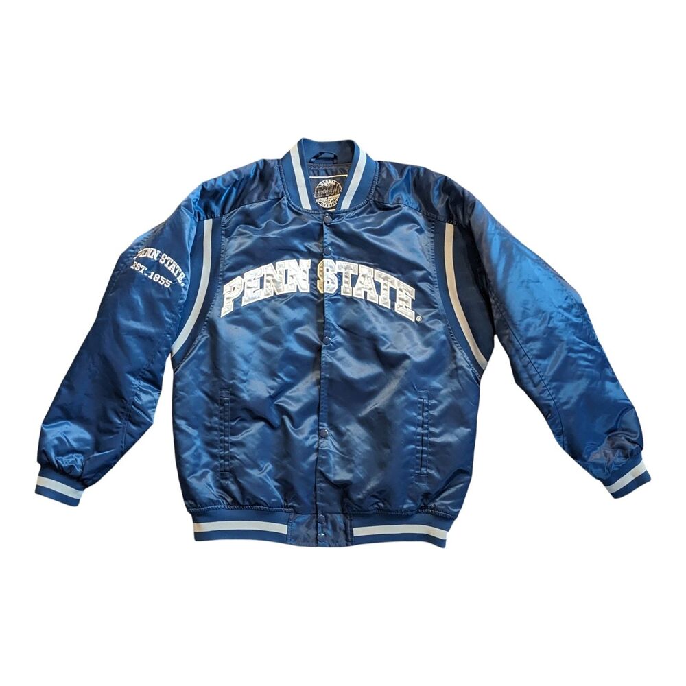 Vintage Penn State Nittany Lions Varsity Satin Bomber Jacket by G-III Large NCAA